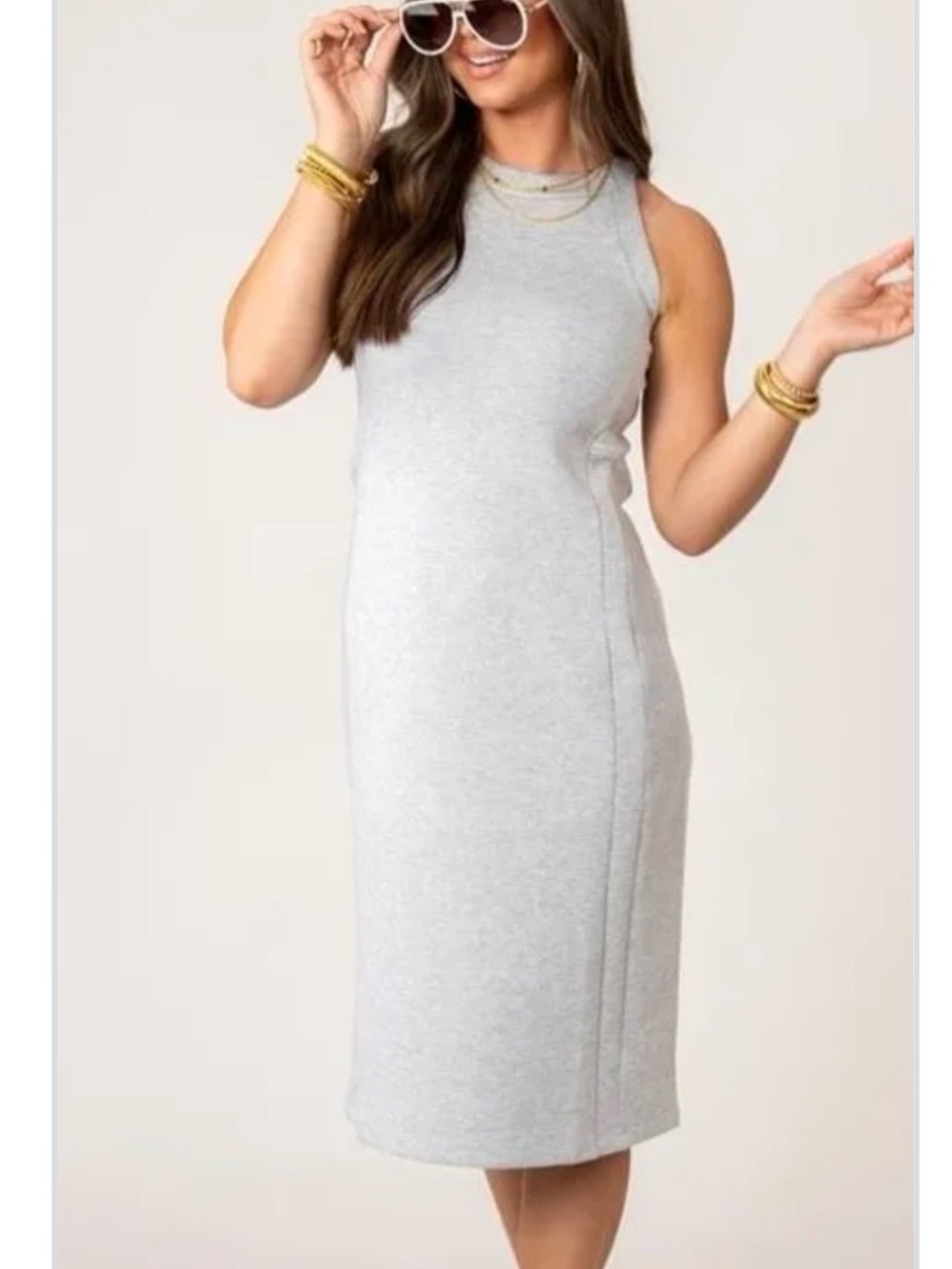 SPANX Light Heather Gray AirEssentials MIDI Dress